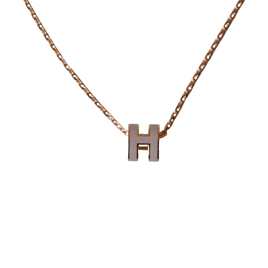 Hermes Mini Pop H Necklaces Rose Gold Hardware Marron